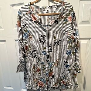 Striped Floral Blouse